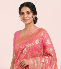 The Banarasi Bronze Zari Pure Chiffon Saree thumbnail