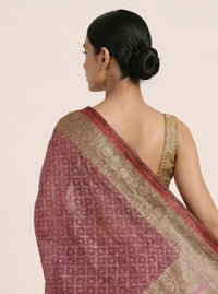 The Graceful Chanderi Silk Cotton Saree with Silver-Bronze Accent thumbnail