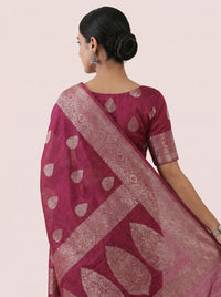 The Ethereal Chanderi Silk Pure Zari Saree - Pink thumbnail