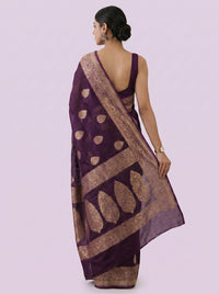 The Ethereal Chanderi Silk Pure Zari Saree - Purple thumbnail