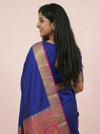The Lightweight Plain Temple Border Saree with Contrast Pallu thumbnail