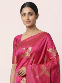 The Majestic Flying Eagle Handloom Silk Saree with Temple Pallu thumbnail