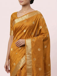 The Classic Polka Dot Pure Silk Saree with Zari Border thumbnail