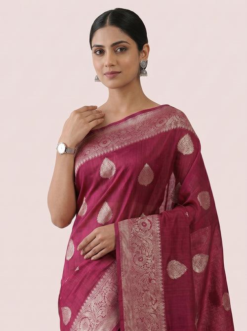The Ethereal Chanderi Silk Pure Zari Saree - Pink