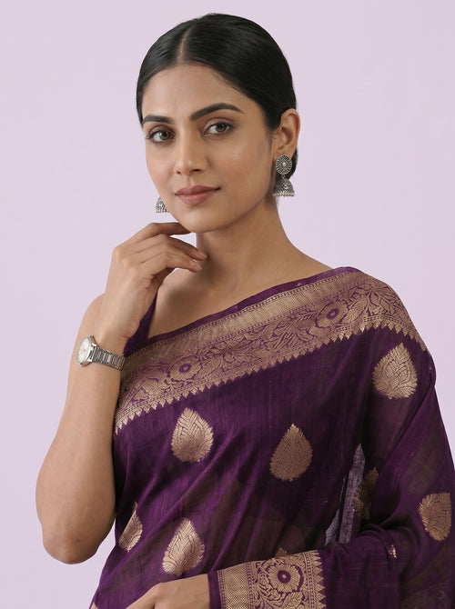 The Ethereal Chanderi Silk Pure Zari Saree - Purple