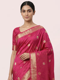 The Classic Polka Dot Pure Silk Saree with Zari Border thumbnail