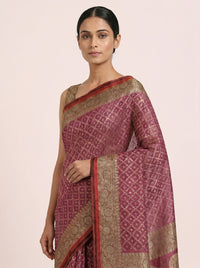 The Graceful Chanderi Silk Cotton Saree with Silver-Bronze Accent thumbnail