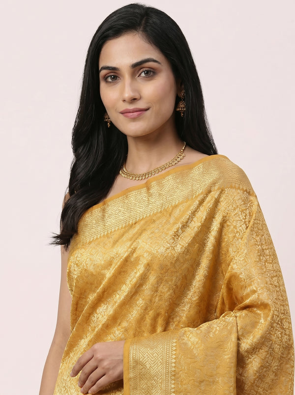The Timeless Sheen Self-Woven Kanjivaram Tissue Silk Saree - Yellow