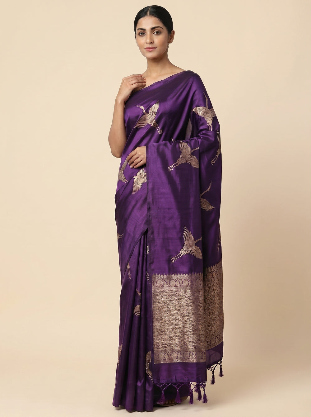 The Majestic Flying Eagle Handloom Silk Saree with Temple Pallu