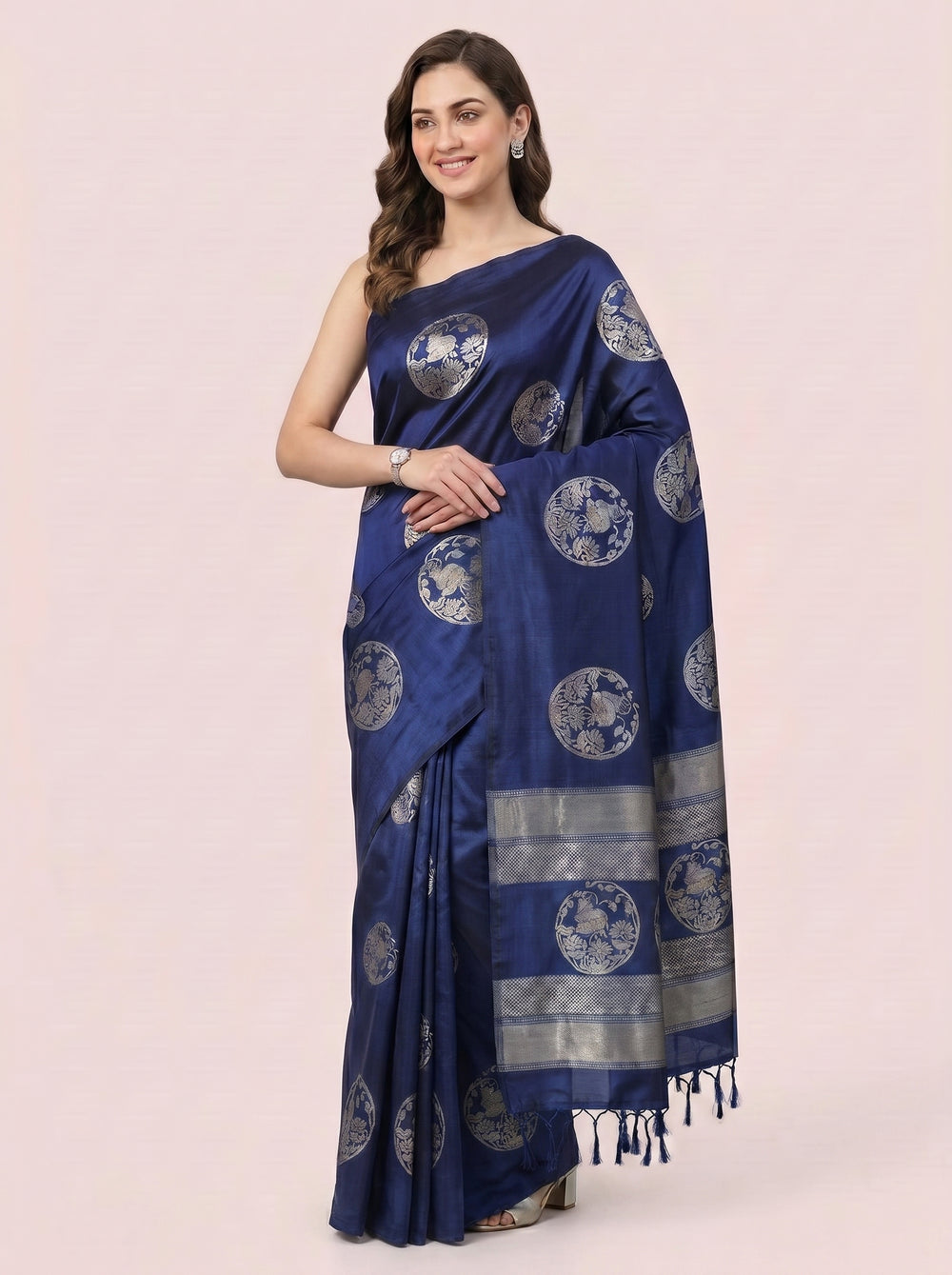 The Regal Bronze Butta Pure Soft Silk Saree