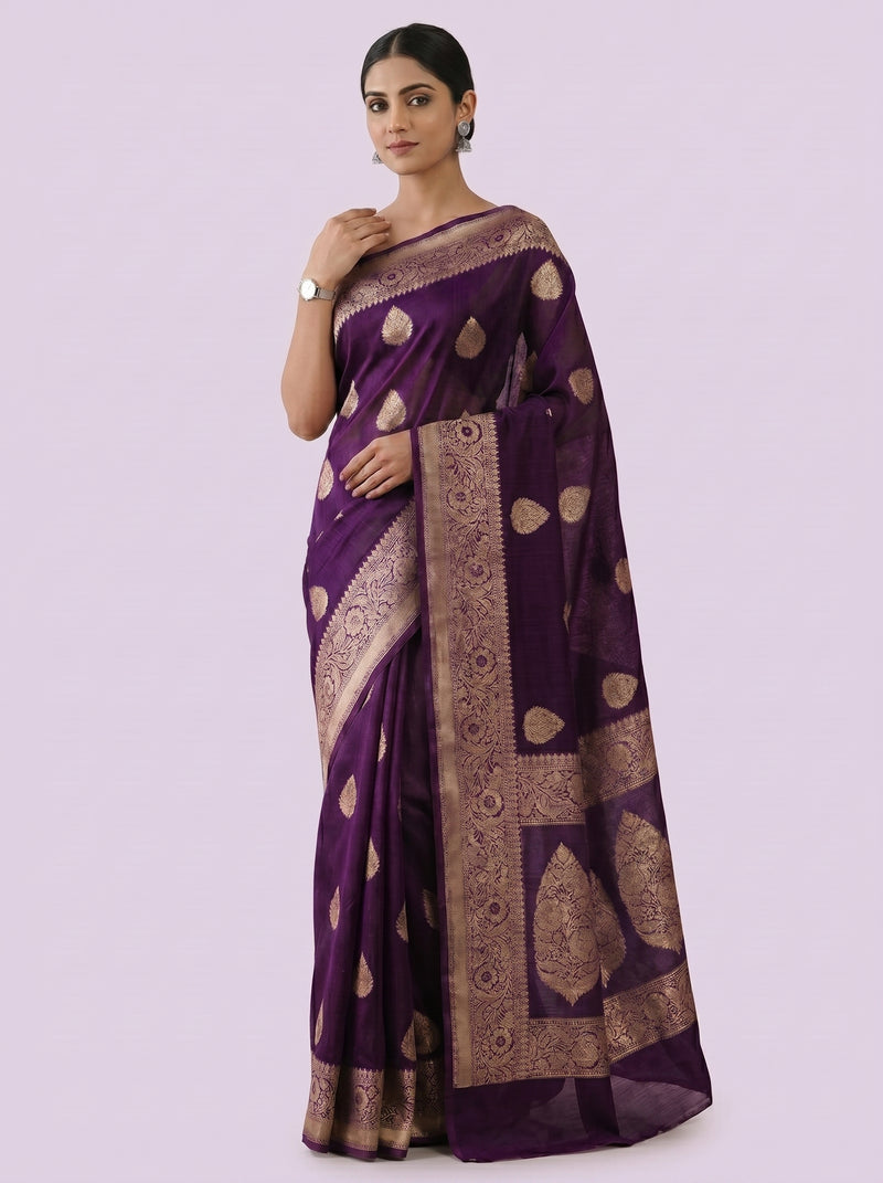 The Ethereal Chanderi Silk Pure Zari Saree - Purple