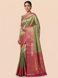 The Elegant Green Kanjivaram Tissue Saree with Metallic Pallu thumbnail