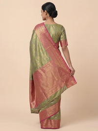 The Elegant Green Kanjivaram Tissue Saree with Metallic Pallu thumbnail