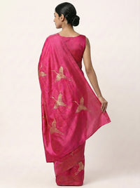 The Majestic Flying Eagle Handloom Silk Saree with Temple Pallu thumbnail