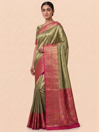 The Elegant Green Kanjivaram Tissue Saree with Metallic Pallu thumbnail